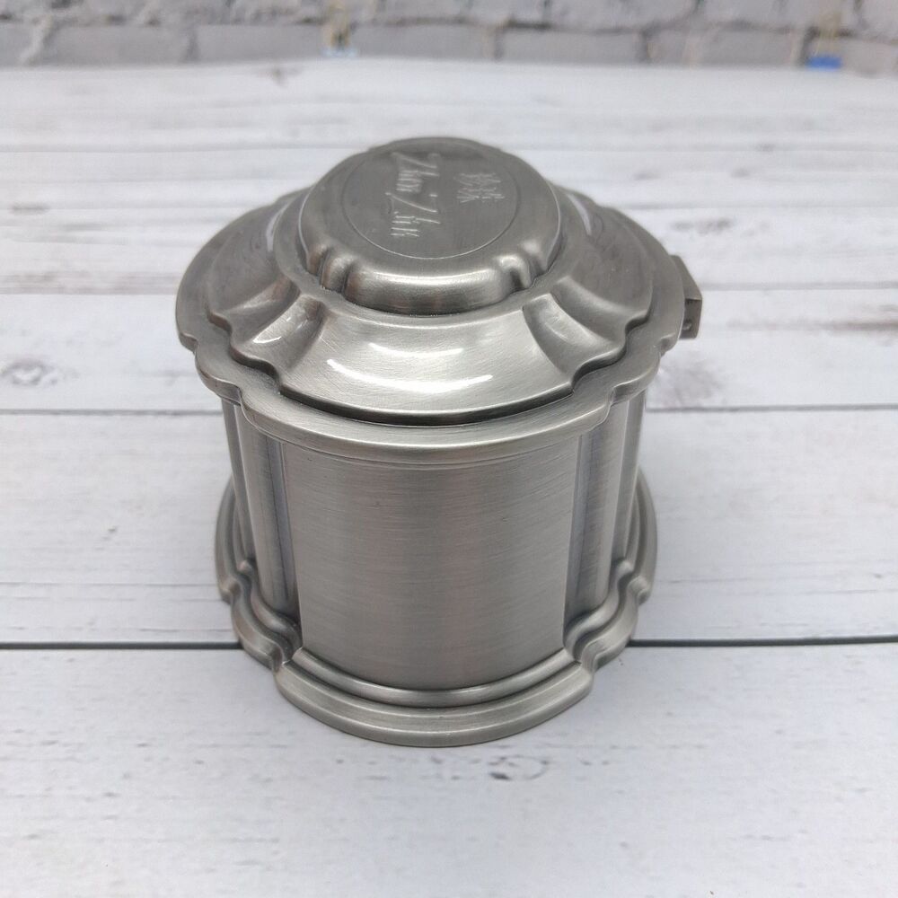 Pewter Jewelry/Trinket Box With Red Velvet Lining & Pouch Hinged Lid Zhen Zhu - Picture 4 of 12